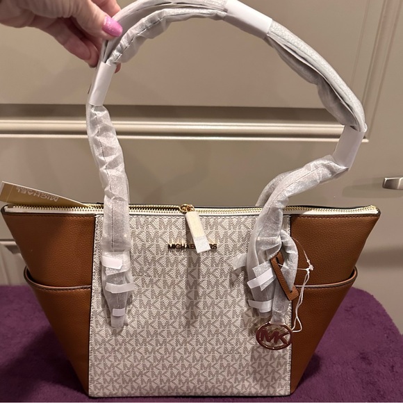 Michael Kors Brown and Cream Tote Bag